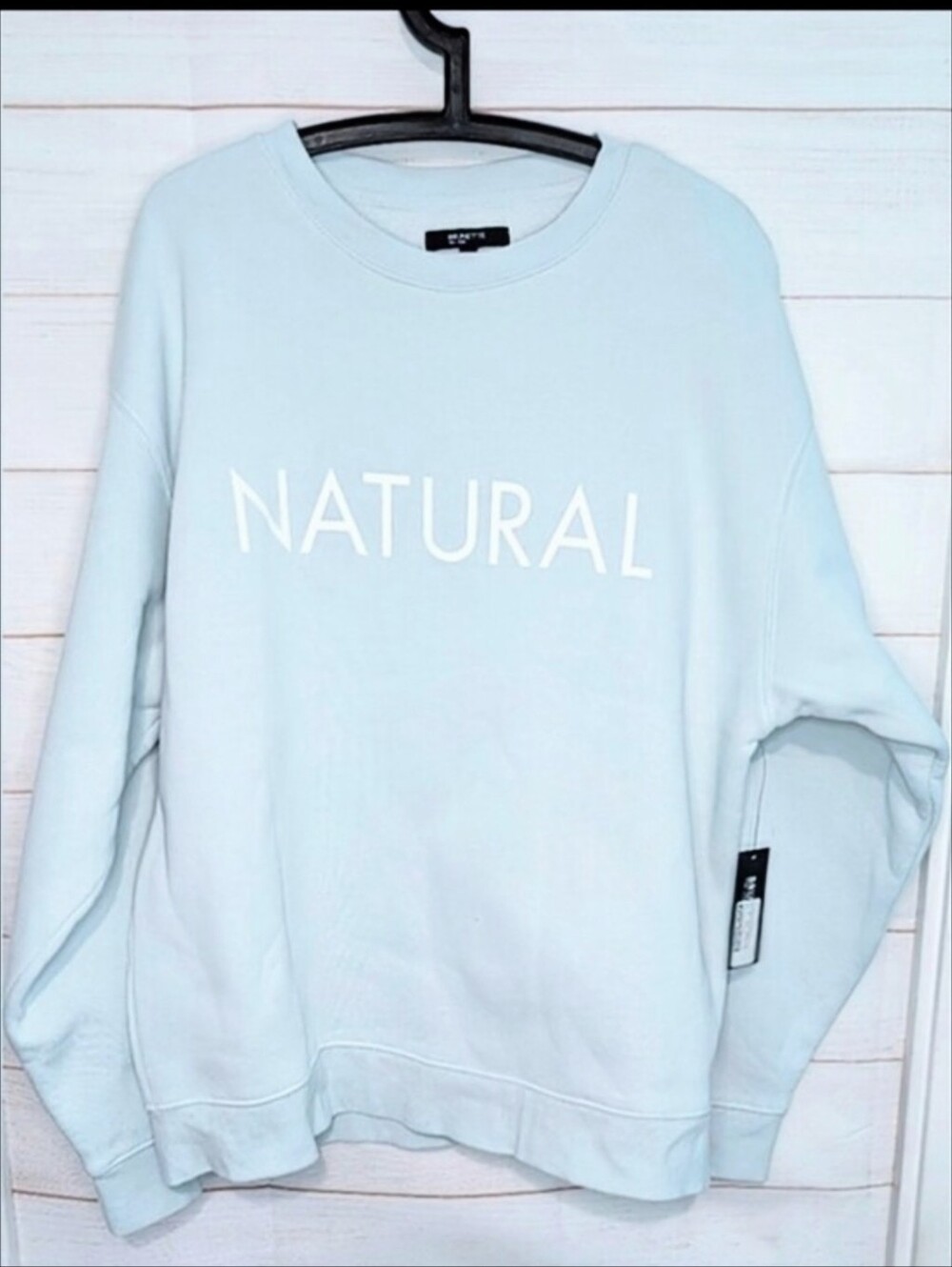 Nwt RARE  Brunette The Label / BTL Powder Blue 💙 NATURAL spellout XL / XXL